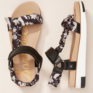 Sam Edelman Ashie Anthropologie Floral Scarf Black Boho Sandals Size 9.5